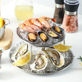 Maxbell Seafood Stand Set 2 Tier Round Sturdy Seafood Tray Rack for Wedding Birthday Deep Basin