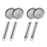 Maxbell 2Pcs Fine Mesh Strainer Multifunctional Flour Sifter for Cooking Juice Pasta Round tube handle