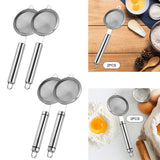 Maxbell 2Pcs Fine Mesh Strainer Multifunctional Flour Sifter for Cooking Juice Pasta Round tube handle