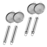 Maxbell 2Pcs Fine Mesh Strainer Multifunctional Flour Sifter for Cooking Juice Pasta Round tube handle