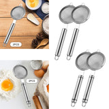 Maxbell 2Pcs Fine Mesh Strainer Multifunctional Flour Sifter for Cooking Juice Pasta Round tube handle