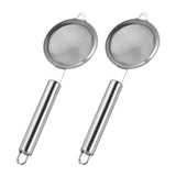 Maxbell 2Pcs Fine Mesh Strainer Multifunctional Flour Sifter for Cooking Juice Pasta Round tube handle