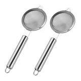 Maxbell 2Pcs Fine Mesh Strainer Multifunctional Flour Sifter for Cooking Juice Pasta Round tube handle