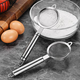 Maxbell 2Pcs Fine Mesh Strainer Multifunctional Flour Sifter for Cooking Juice Pasta Double wire handle