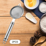 Maxbell 2Pcs Fine Mesh Strainer Multifunctional Flour Sifter for Cooking Juice Pasta Double wire handle