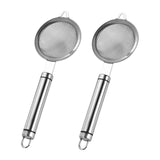 Maxbell 2Pcs Fine Mesh Strainer Multifunctional Flour Sifter for Cooking Juice Pasta Double wire handle