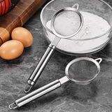 Maxbell 2Pcs Fine Mesh Strainer Multifunctional Flour Sifter for Cooking Juice Pasta Double wire handle