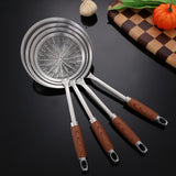 Maxbell Strainer Ladle Oil Filter Versatile Wooden Handle Kitchen Tool Skimmer Spoon 17.5cmx41cm