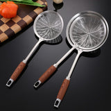 Maxbell Strainer Ladle Oil Filter Versatile Wooden Handle Kitchen Tool Skimmer Spoon 17.5cmx41cm