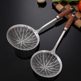 Maxbell Strainer Ladle Oil Filter Versatile Wooden Handle Kitchen Tool Skimmer Spoon 17.5cmx41cm