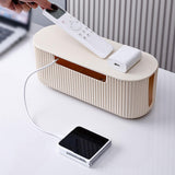 Maxbell Cable Management Box Wire Storage Cable Organizer for Cords Computer USB Hub Beige