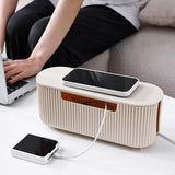 Maxbell Cable Management Box Wire Storage Cable Organizer for Cords Computer USB Hub Beige