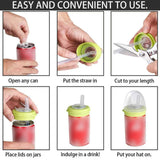 Maxbell 4x Soda Can Lids with Straws for Canned Beverage Juice Seltzer Airtight Seal