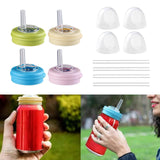 Maxbell 4x Soda Can Lids with Straws for Canned Beverage Juice Seltzer Airtight Seal