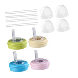 Maxbell 4x Soda Can Lids with Straws for Canned Beverage Juice Seltzer Airtight Seal