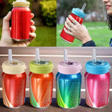 Maxbell 4x Soda Can Lids with Straws for Canned Beverage Juice Seltzer Airtight Seal