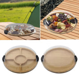 Maxbell Bamboo Serving Tray Large Decor with 5 Compartments for Fruit Coffee Wedding with Compartments