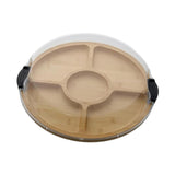 Maxbell Bamboo Serving Tray Large Decor with 5 Compartments for Fruit Coffee Wedding with Compartments