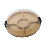 Maxbell Bamboo Serving Tray Large Decor with 5 Compartments for Fruit Coffee Wedding with Compartments