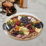Maxbell Bamboo Serving Tray Large Decor with 5 Compartments for Fruit Coffee Wedding without Compartments