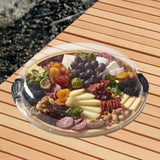 Maxbell Bamboo Serving Tray Large Decor with 5 Compartments for Fruit Coffee Wedding without Compartments