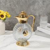Maxbell Glass Pitcher Arabic Glass Carafe Milk Beverage Housewarming Beach Water Jug Gold