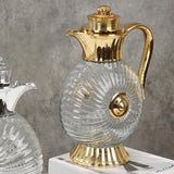Maxbell Glass Pitcher Arabic Glass Carafe Milk Beverage Housewarming Beach Water Jug Gold