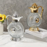 Maxbell Glass Pitcher Arabic Glass Carafe Milk Beverage Housewarming Beach Water Jug Gold