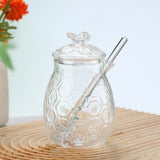 Maxbell Honey Pot with Dipper Sturdy Glass Honey Dispenser for Party Kitchen Wedding