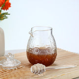 Maxbell Honey Pot with Dipper Sturdy Glass Honey Dispenser for Party Kitchen Wedding