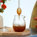Maxbell Honey Pot with Dipper Sturdy Glass Honey Dispenser for Party Kitchen Wedding