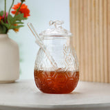 Maxbell Honey Pot with Dipper Sturdy Glass Honey Dispenser for Party Kitchen Wedding