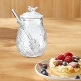 Maxbell Honey Pot with Dipper Sturdy Glass Honey Dispenser for Party Kitchen Wedding