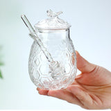 Maxbell Honey Pot with Dipper Sturdy Glass Honey Dispenser for Party Kitchen Wedding