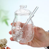 Maxbell Honey Pot with Dipper Sturdy Glass Honey Dispenser for Party Kitchen Wedding