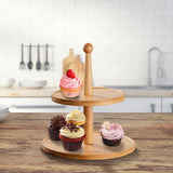 Maxbell Cupcake Stand Decorative Fruit Plate for Birthday Baby Shower Tea Party 2 Tiers Light Brown