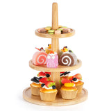 Maxbell Cupcake Stand Decorative Fruit Plate for Birthday Baby Shower Tea Party 3 Tiers Light Brown