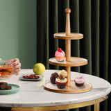 Maxbell Cupcake Stand Decorative Fruit Plate for Birthday Baby Shower Tea Party 3 Tiers Light Brown