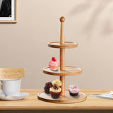 Maxbell Cupcake Stand Decorative Fruit Plate for Birthday Baby Shower Tea Party 3 Tiers Light Brown