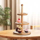 Maxbell Cupcake Stand Decorative Fruit Plate for Birthday Baby Shower Tea Party 3 Tiers Light Brown