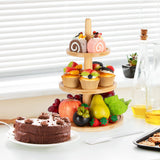 Maxbell Cupcake Stand Decorative Fruit Plate for Birthday Baby Shower Tea Party 3 Tiers Light Brown