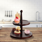 Maxbell Cupcake Stand Decorative Fruit Plate for Birthday Baby Shower Tea Party 2 Tiers Dark Brown