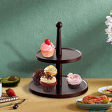Maxbell Cupcake Stand Decorative Fruit Plate for Birthday Baby Shower Tea Party 2 Tiers Dark Brown