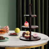 Maxbell Cupcake Stand Decorative Fruit Plate for Birthday Baby Shower Tea Party 3 Tiers Dark Brown