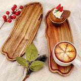 Maxbell Wooden Serving Tray Dinner Tray Wood Dessert Plate for Snacks Drinks Cupcake L