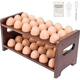 Maxbell Wooden Egg Holder 2 Tier Eggs Tray Display Stand for Kitchen Countertop Home