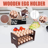 Maxbell Wooden Egg Holder 2 Tier Eggs Tray Display Stand for Kitchen Countertop Home