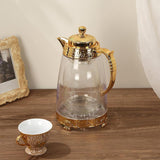 Maxbell Water Pitcher Arabic Glass Carafe Cold Water Milk Water Jug Iced Tea Pitcher Golden