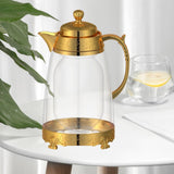Maxbell Water Pitcher Arabic Glass Carafe Cold Water Milk Water Jug Iced Tea Pitcher Golden