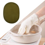 Maxbell 2 in 1 Oven Mittens Silicone Heat Resistant Pot Holder for Barbecue Grilling Green
